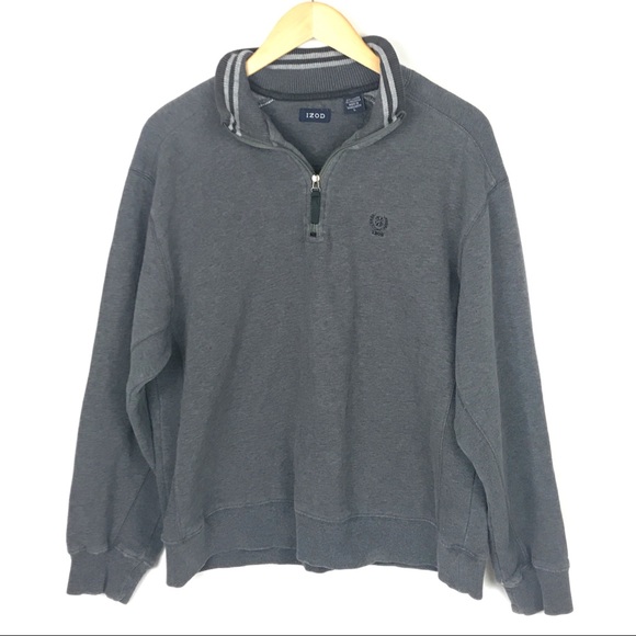 IZOD Pullover Sweatshirt Gray 1/4 Zip Size Large - Picture 1 of 6